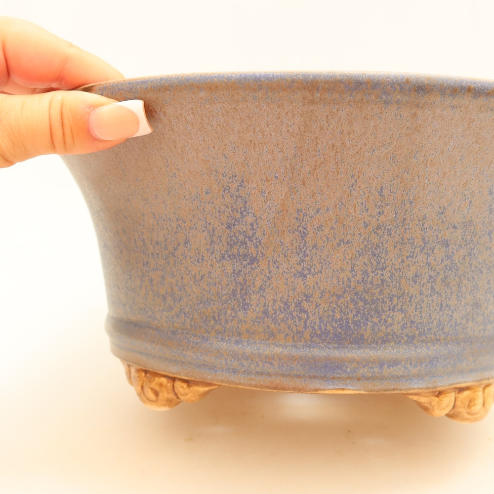 Ceramic bonsai pot, 24.5 x 24.5 x 11 cm, blue