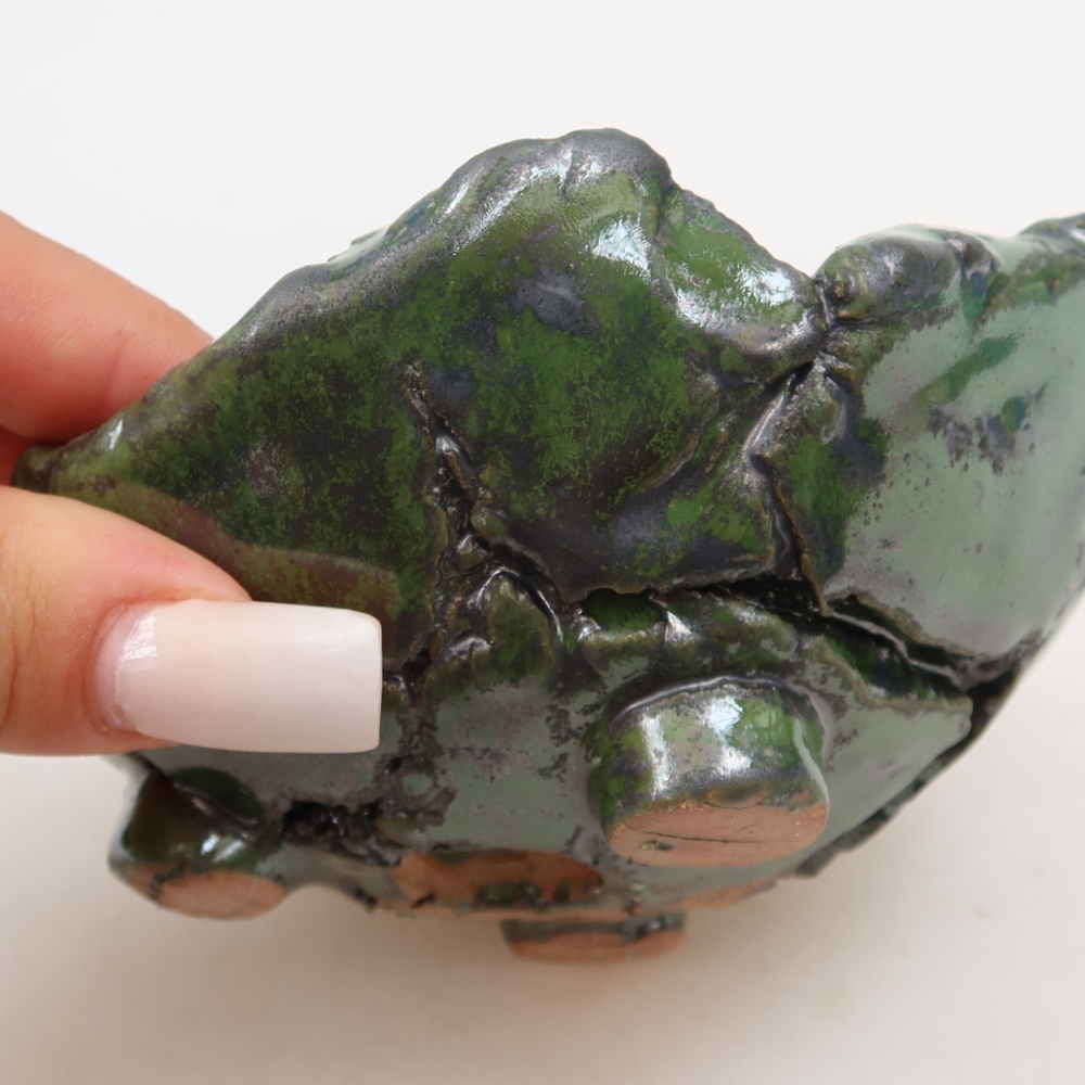 Ceramic Shell  12 x 11 x 6.5 cm, green