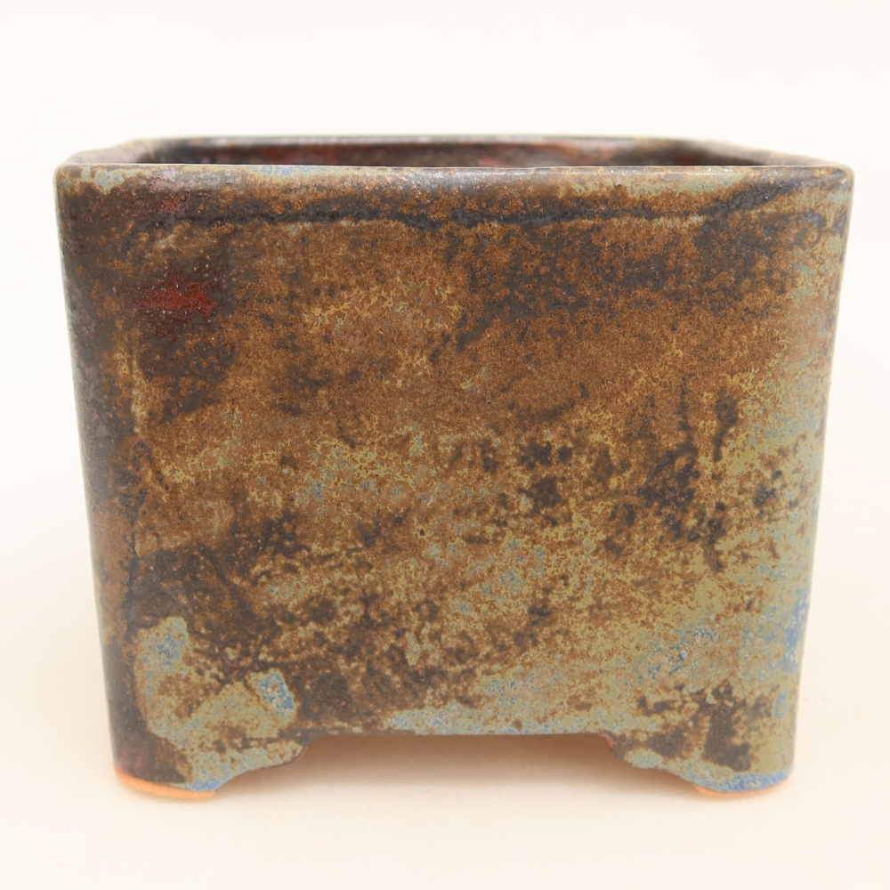 Ceramic bonsai pot, 10.5 x 10.5 x 8.5 cm, brown