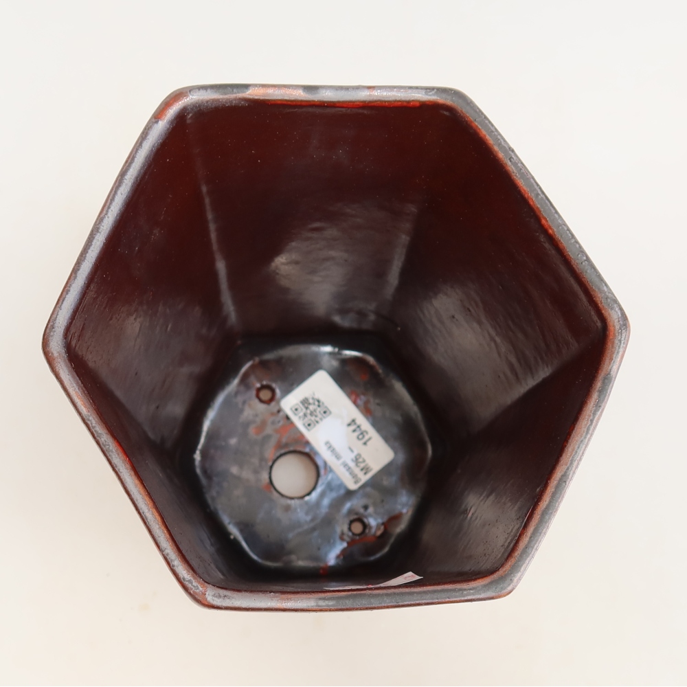 Ceramic bonsai pot, 13 x 12 x 17 cm, metallic red