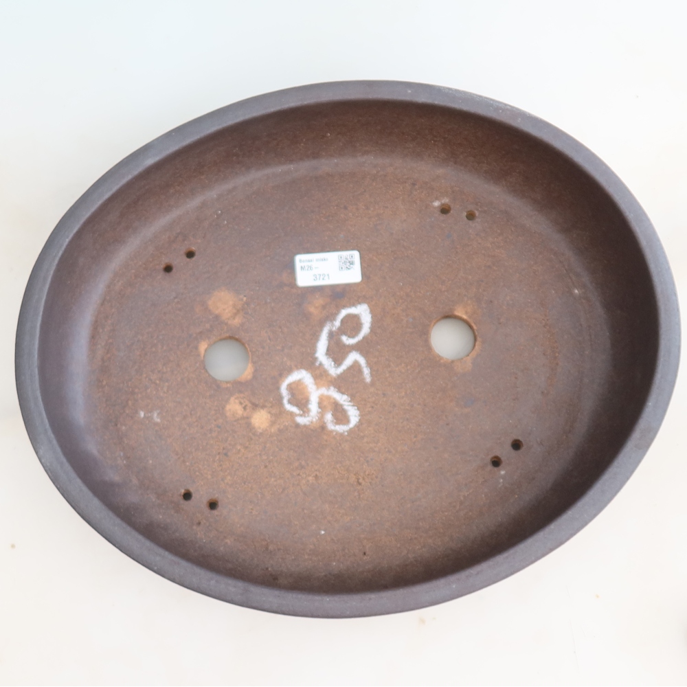 Ceramic bonsai pot, 37.5 x 30.5 x 8 cm, brown
