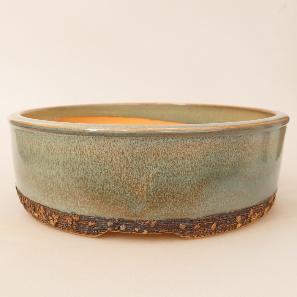 Ceramic bonsai pot, 25 x 25 x 8 cm, green