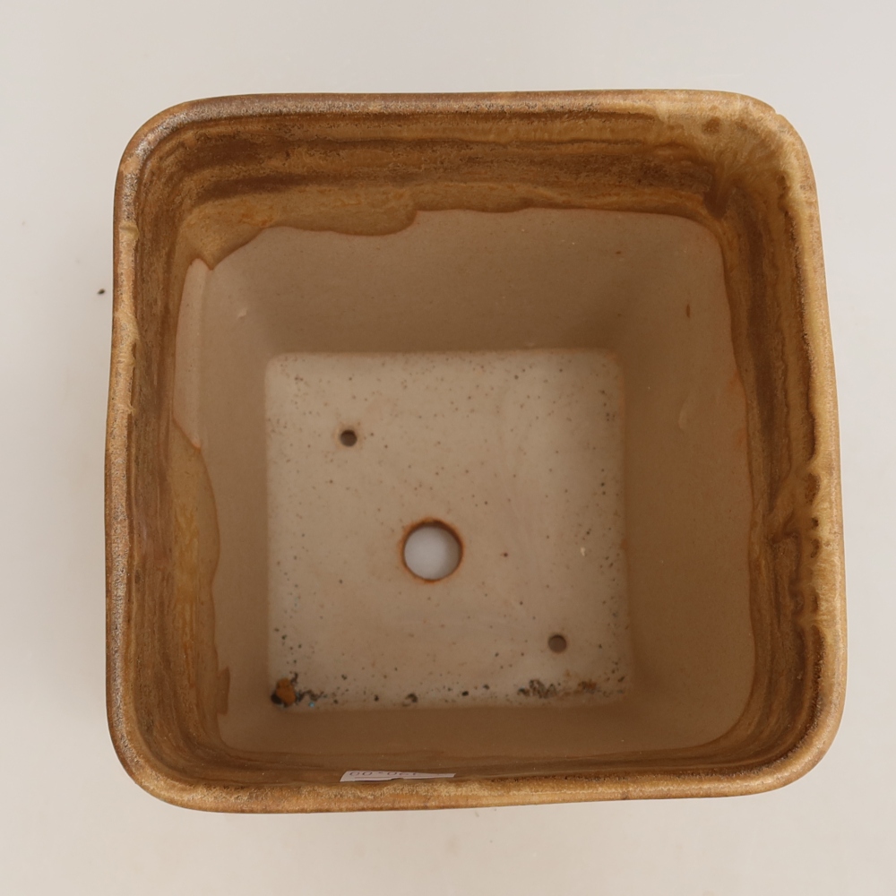 Ceramic bonsai pot, 13.5 x 13.5 x 15 cm, beige