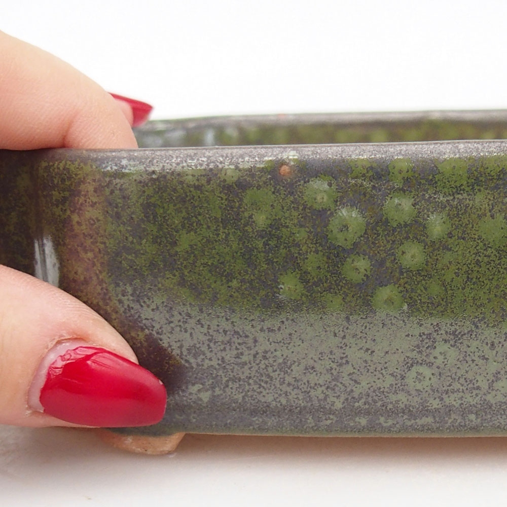 Ceramic bonsai bowl 16 x 11,5 x 4,5 cm, green