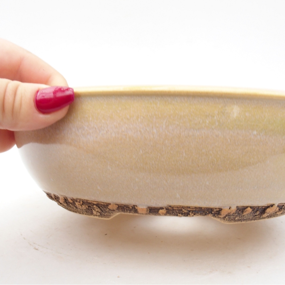 Ceramic bonsai bowl 19,5 x 19,5 x 6 cm, color beige