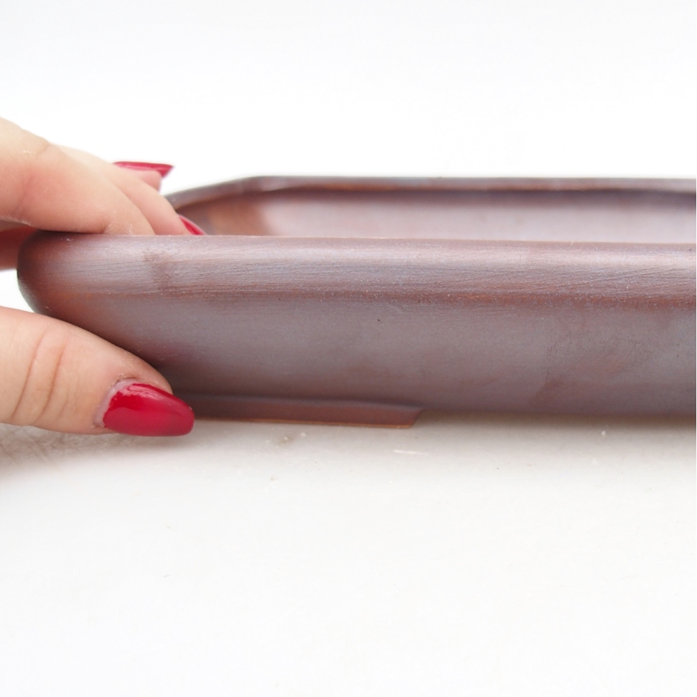 Ceramic bonsai bowl 24 x 17,5 x 4 cm, metal colour