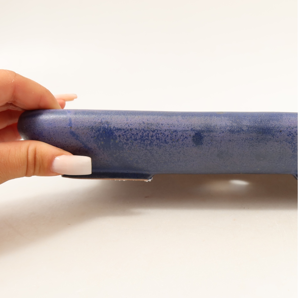 Ceramic bonsai pot, 24 x 17.5 x 4 cm, blue