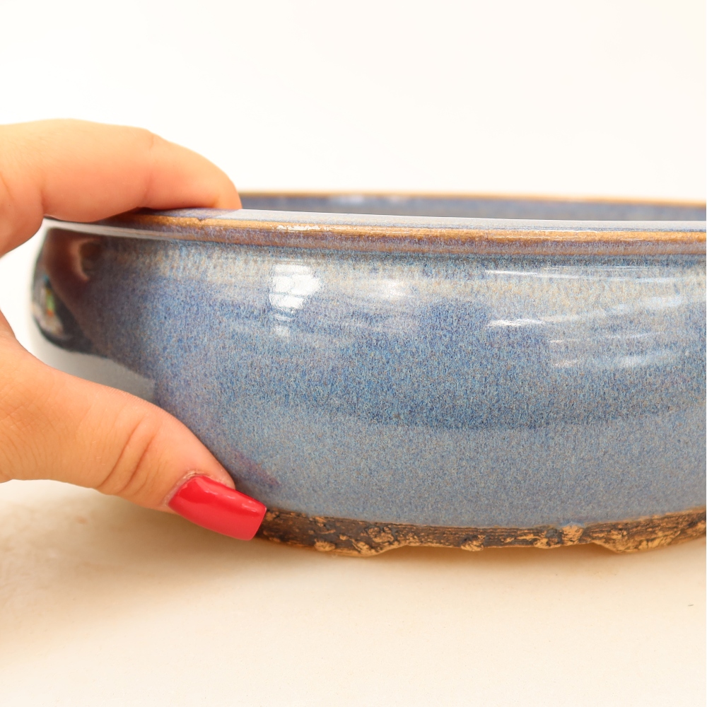 Ceramic bonsai pot, 24 x 24 x 7.5 cm, blue