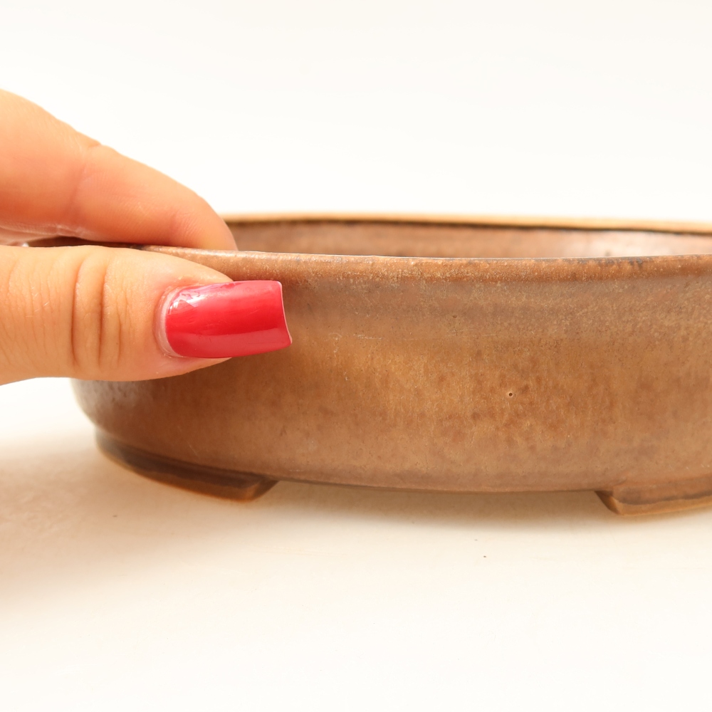 Ceramic bonsai pot, 17.5 x 16 x 4.5 cm, pink