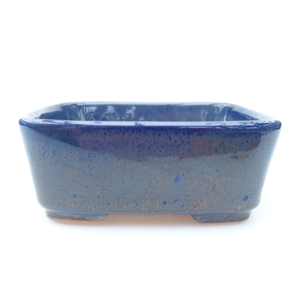 Ceramic bonsai bowl  11 x 9,5 x 4,5 cm, color blue