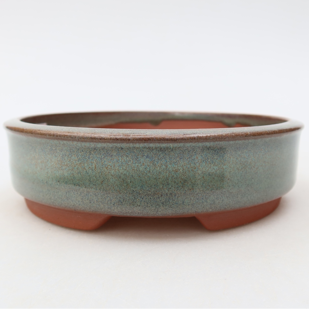 Ceramic bonsai pot, 14 x 14 x 4 cm, green