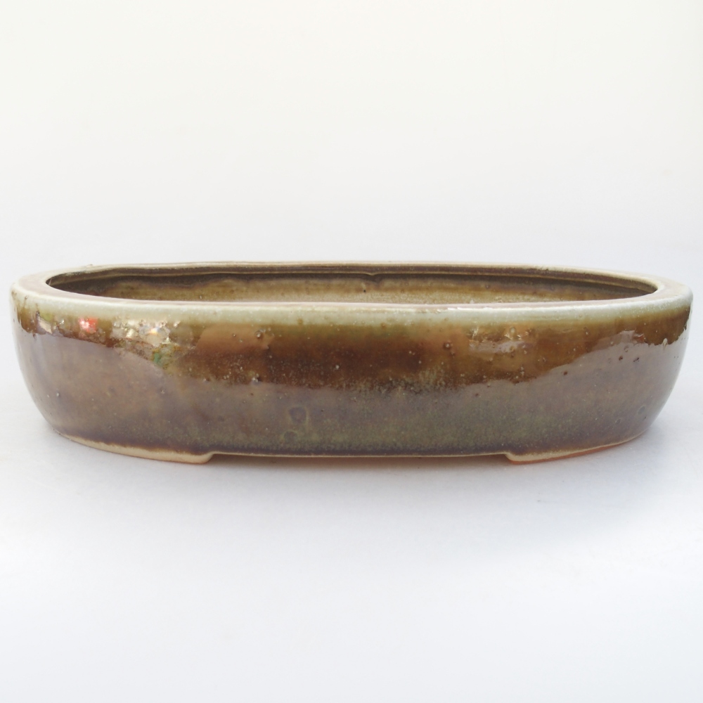 Ceramic bonsai bowl 27 x 21 x 5 cm, green