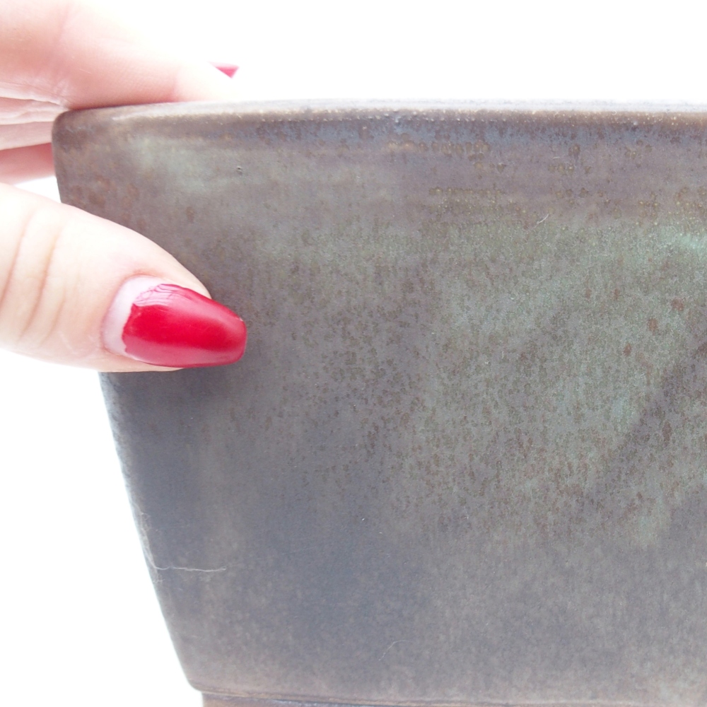 Ceramic bonsai bowl 16 x 16 x 10 cm, green