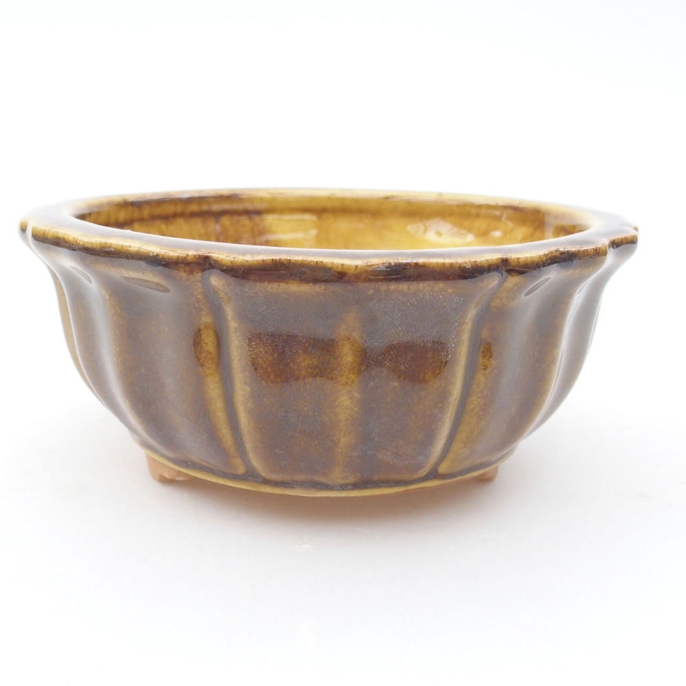 Ceramic bonsai bowl  11,5 x 11,5 x 5 cm, color yellow