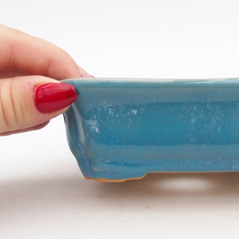 Ceramic bonsai bowl 14 x 11 x 4 cm, colour blue