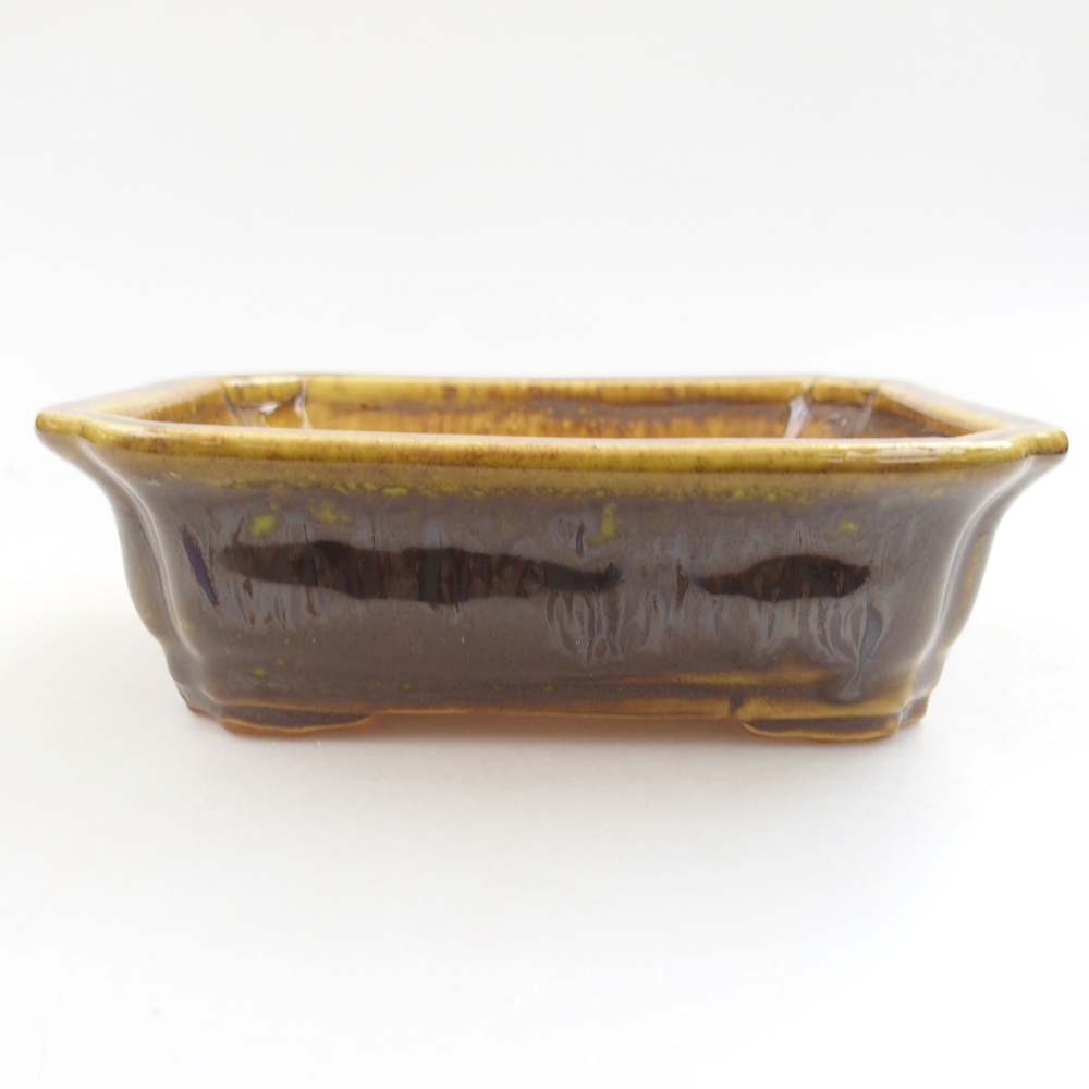 Ceramic bonsai bowl 13 x 10,5 x 4 cm, color yellow
