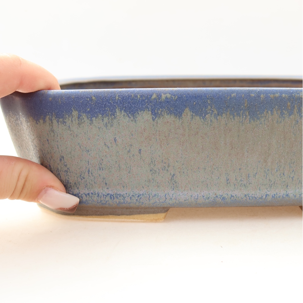 Ceramic bonsai pot, 25 x 21 x 6.5 cm, blue