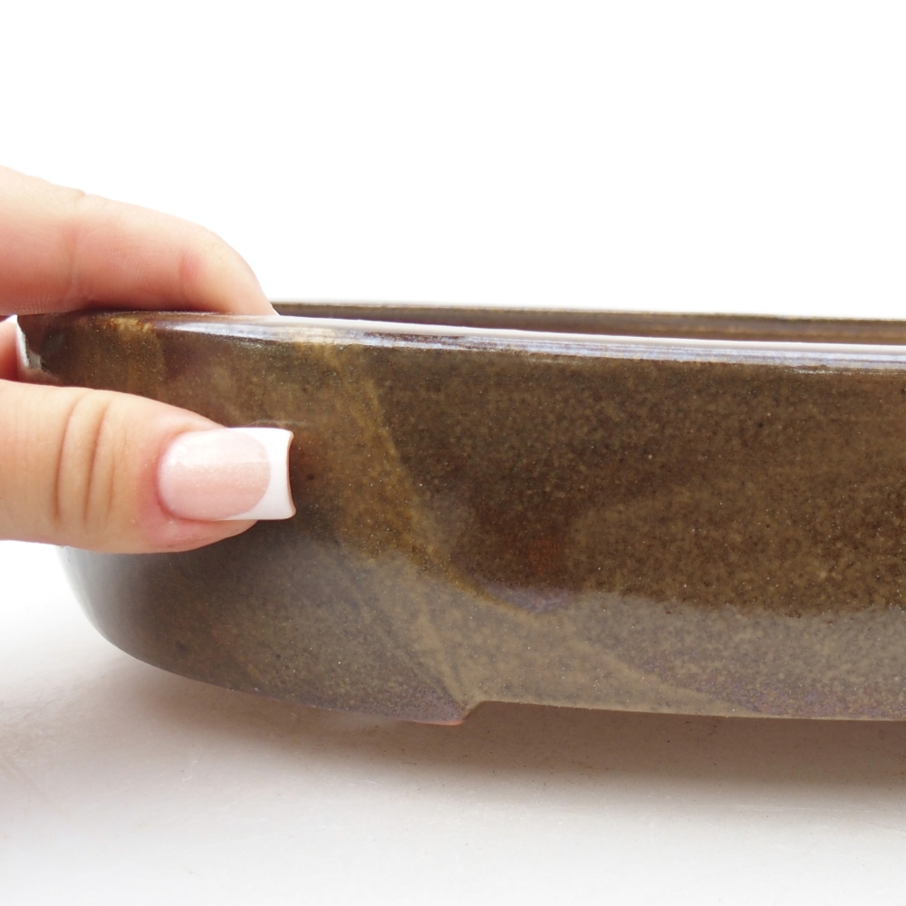 Ceramic bonsai bowl 27 x 21 x 5,5 cm, brown