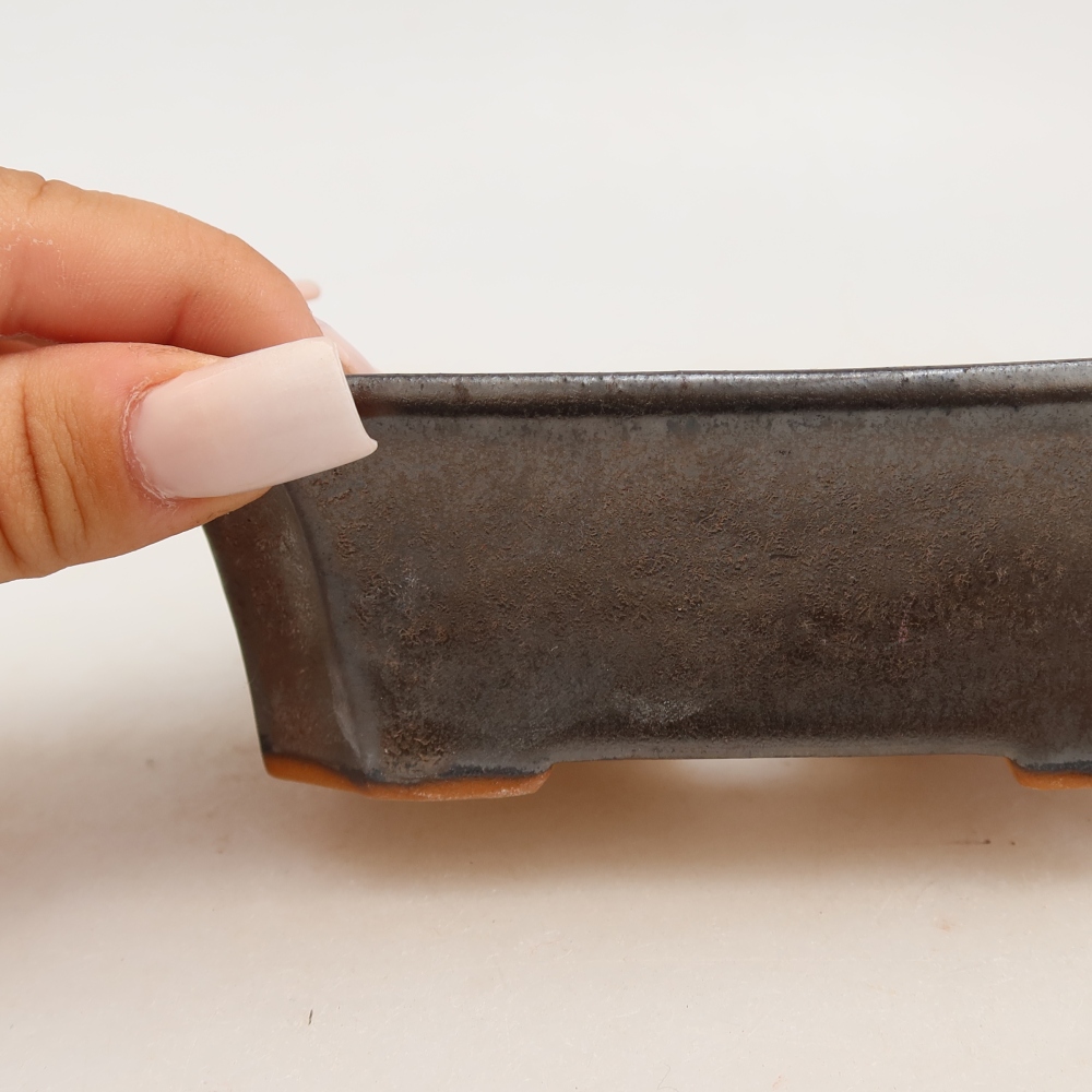 Ceramic bonsai pot, 13.5 x 11 x 4 cm, metallic color