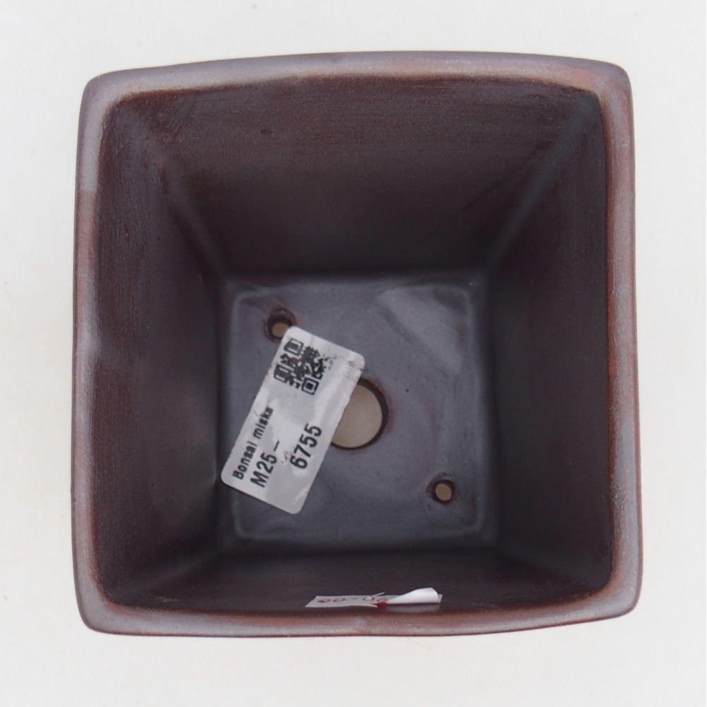 Ceramic bonsai bowl 9 x 9 x 12,5 cm, metal colour