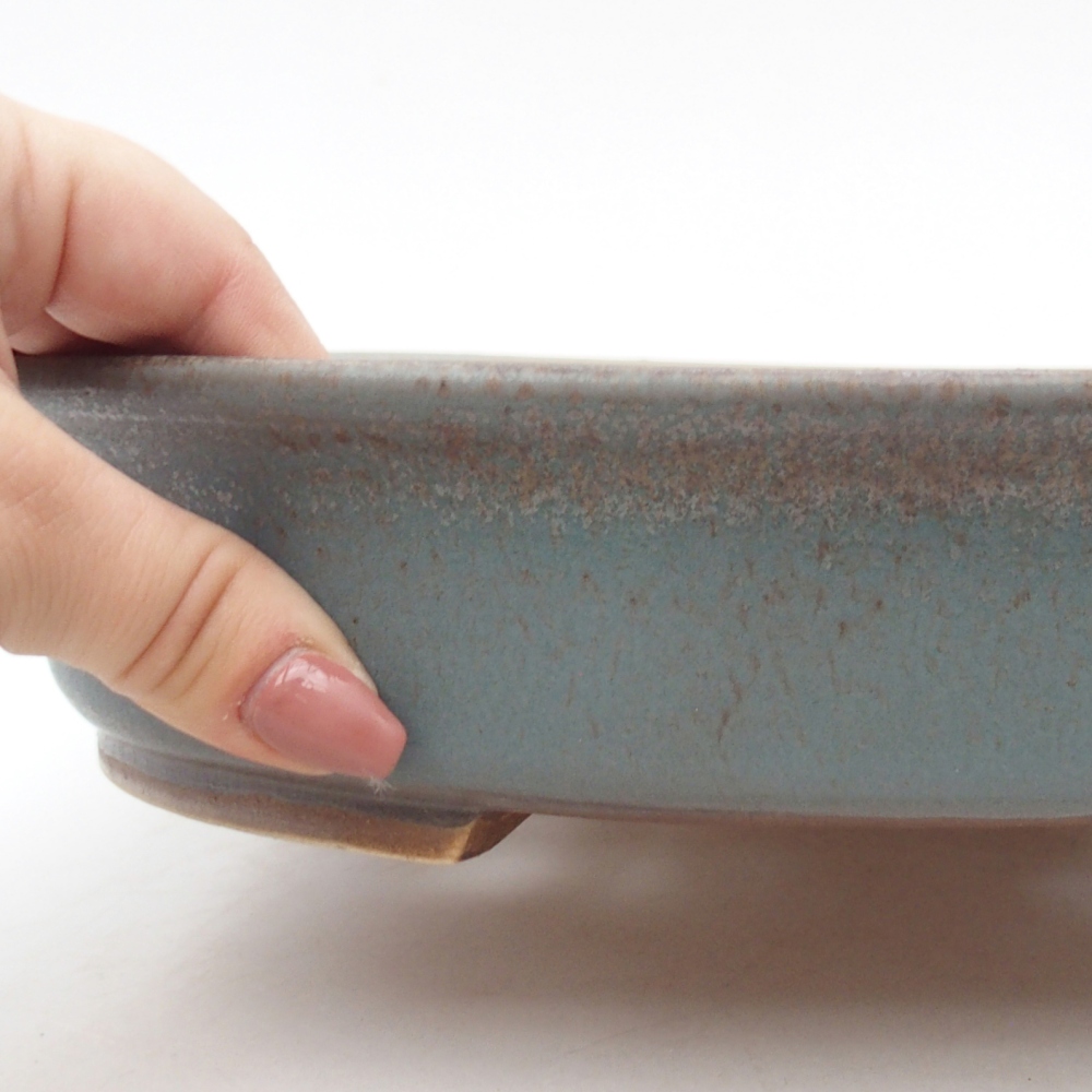 Ceramic bonsai bowl 26 x 23,5 x 5,5 cm, colour blue