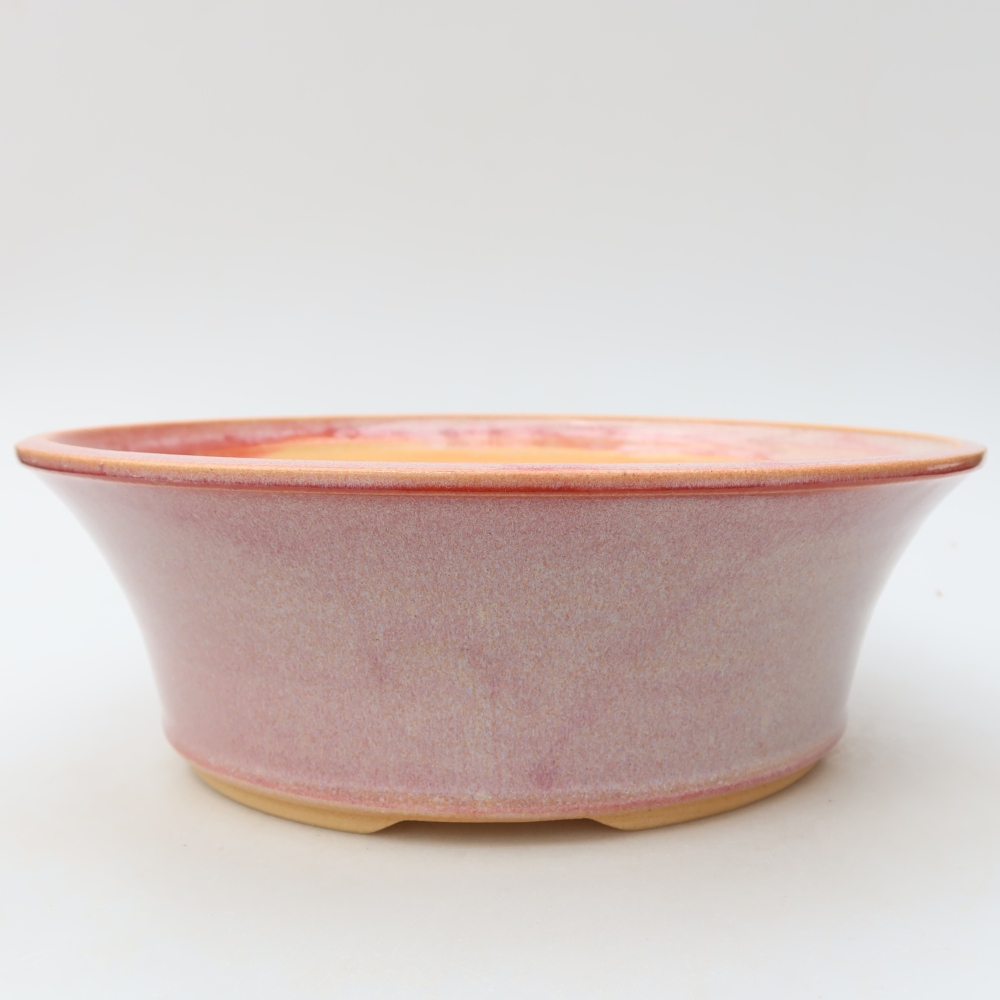 Ceramic bonsai pot, 25.5 x 25.5 x 8.5 cm, pink