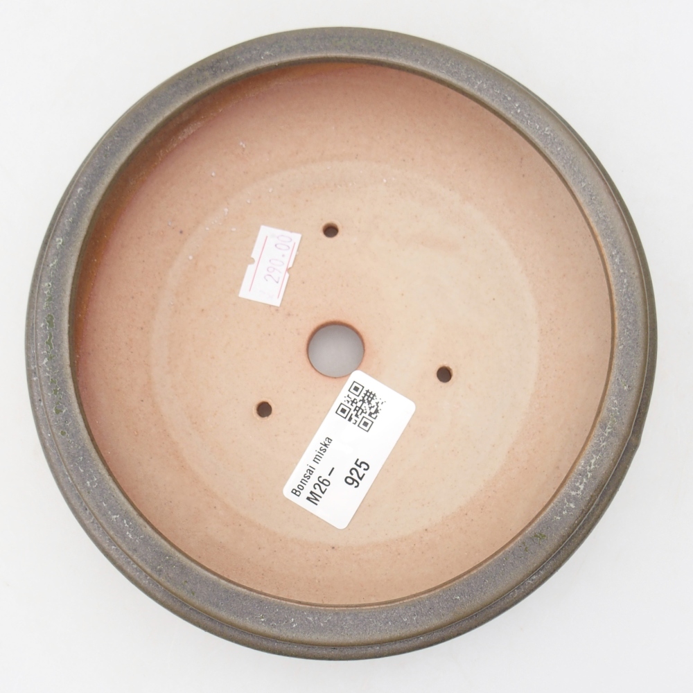 Ceramic bonsai bowl 16 x 16 x 4,5 cm, green-grey