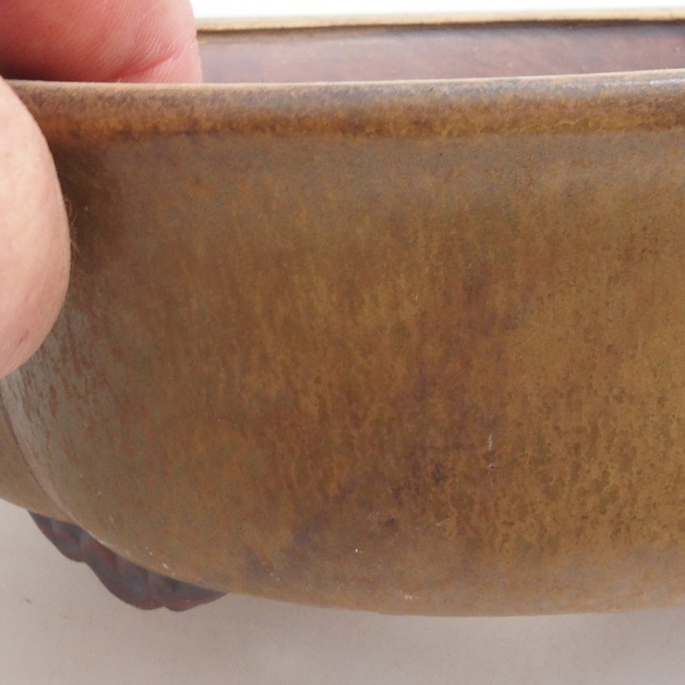 Ceramic bonsai bowl 18 x 17 x 6 cm, color brown
