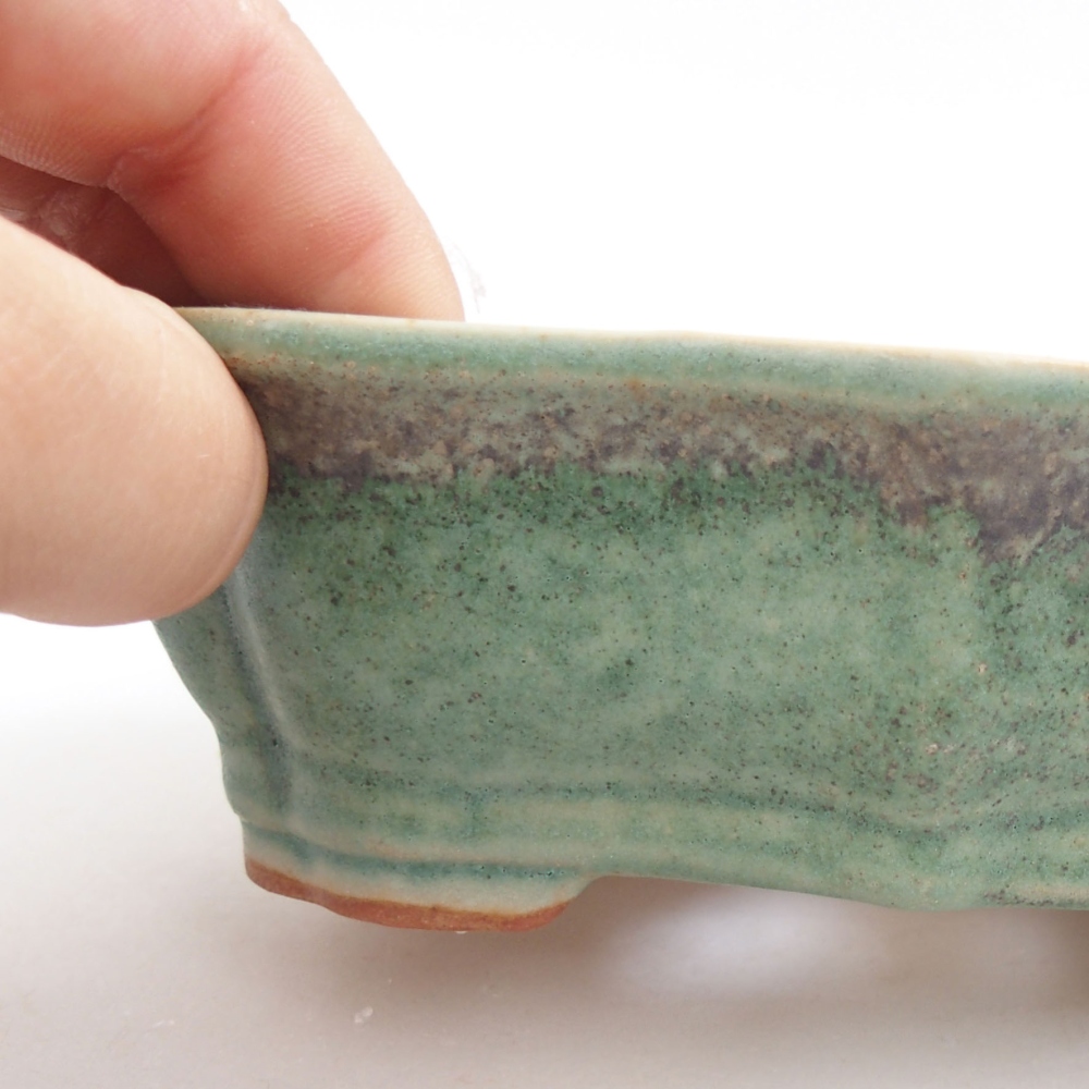 Ceramic bonsai bowl 15,5 x 11 x 4,5 cm, color green