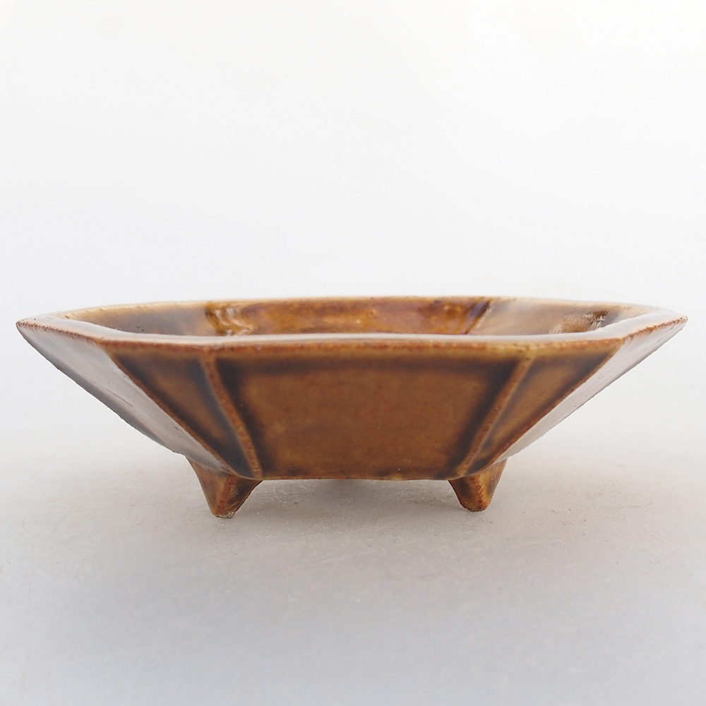 Ceramic bonsai bowl 8,5 x 8 x 2,5 cm, brown