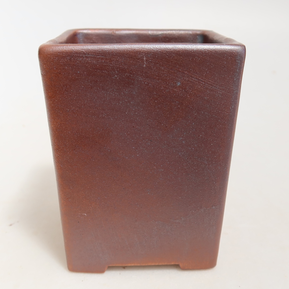 Ceramic bonsai pot, 7.5 x 7.5 x 9.5 cm, metallic color