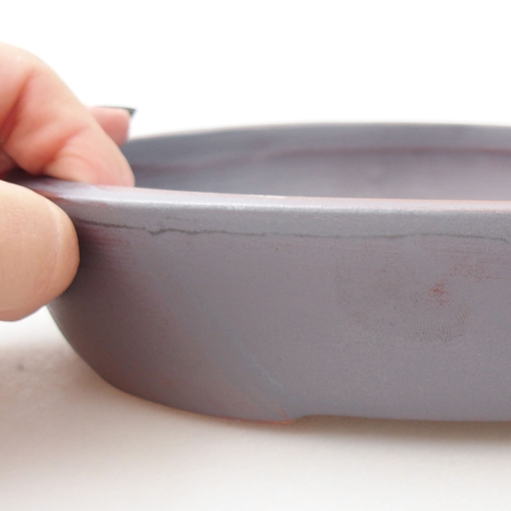 Ceramic bonsai bowl 22 x 16,5 x 4 cm, color metallic