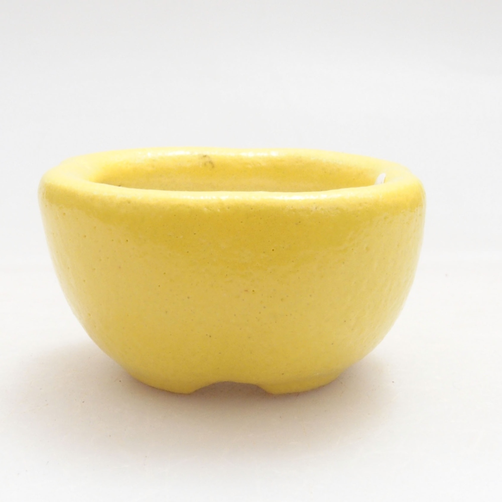 Ceramic bonsai bowl 4 x 4 x 2 cm, yellow