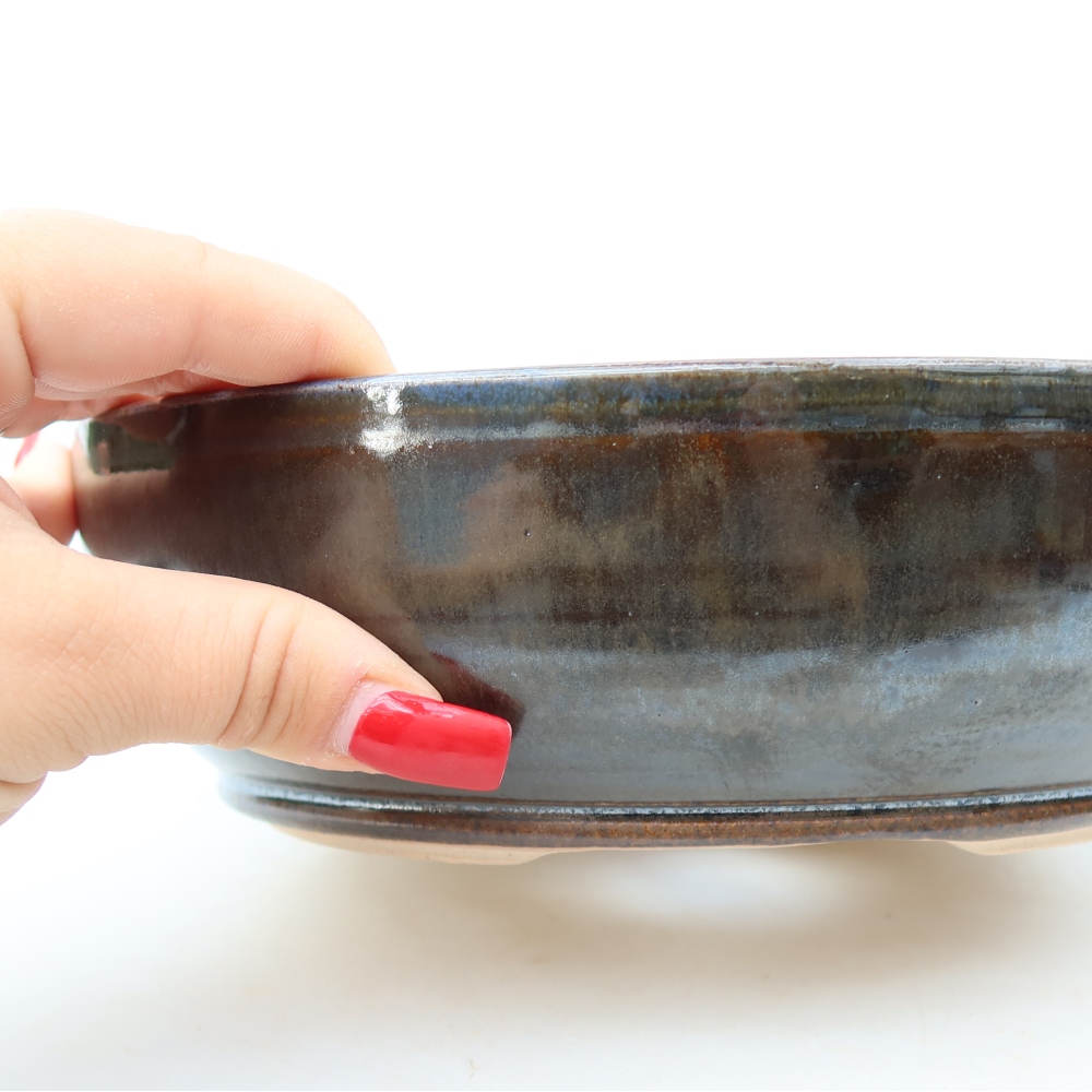 Ceramic bonsai bowl 20 x 20 x 6 cm, brown