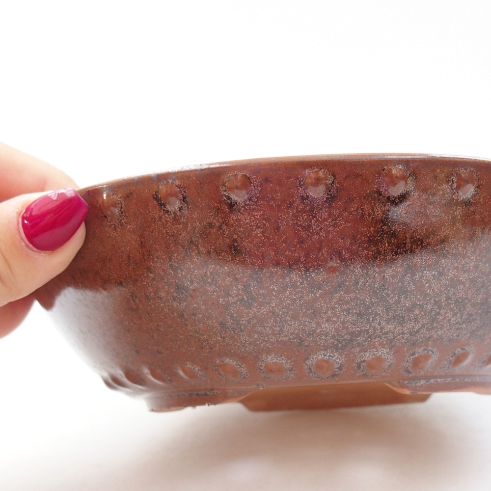 Ceramic bonsai bowl 17,5 x 17,5 x 5 cm, color brown