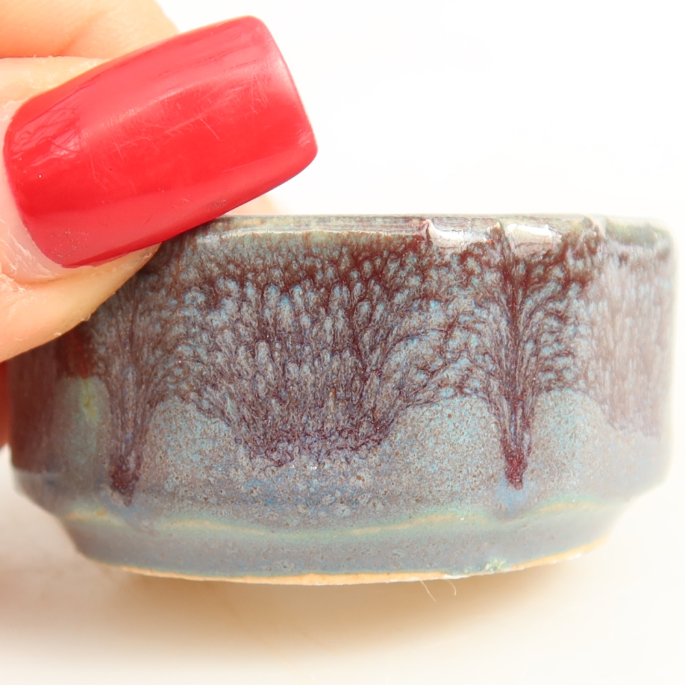 Ceramic bonsai pot, 5 x 5 x 2.5 cm, gray