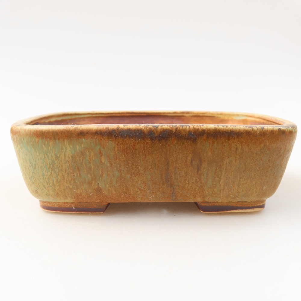 Ceramic bonsai pot, 14 x 11.5 x 4.5 cm, green