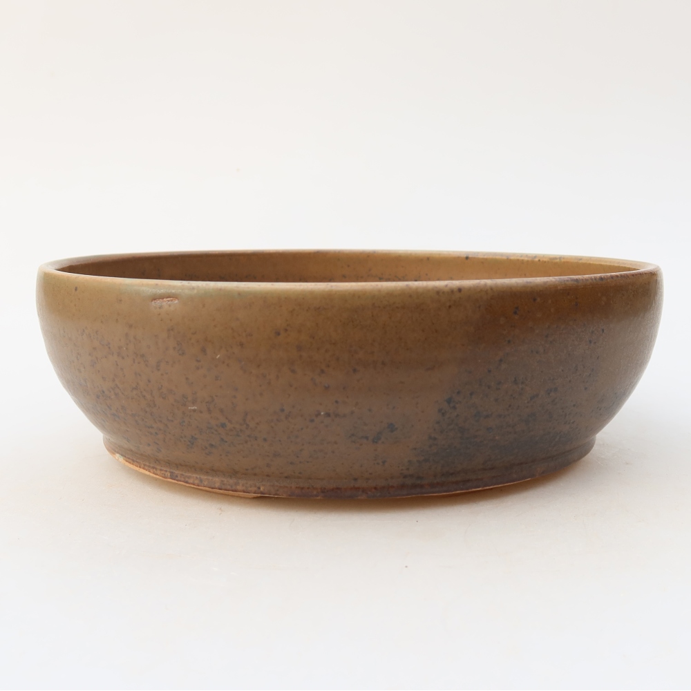 Ceramic bonsai pot, 19.5 x 19.5 x 6.5 cm, brown