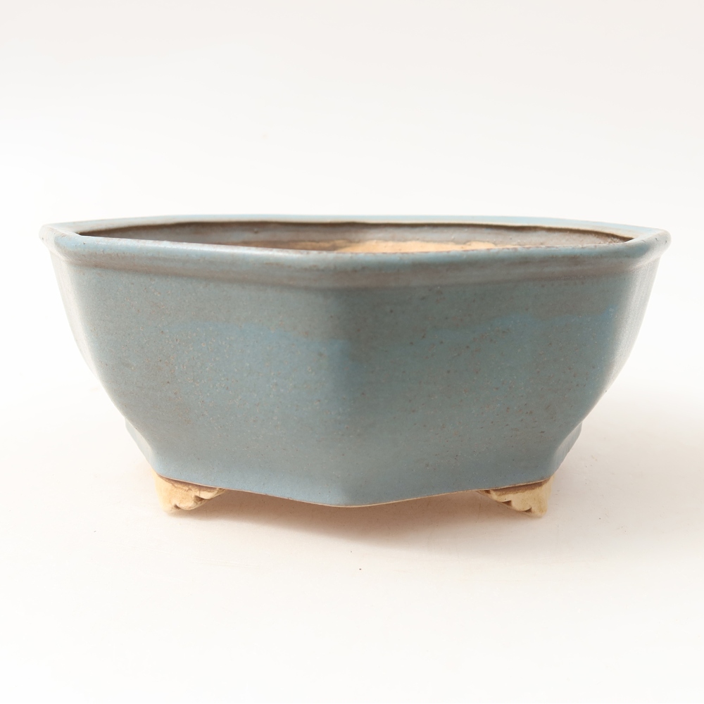 Ceramic bonsai pot, 17 x 16 x 6.5 cm, blue