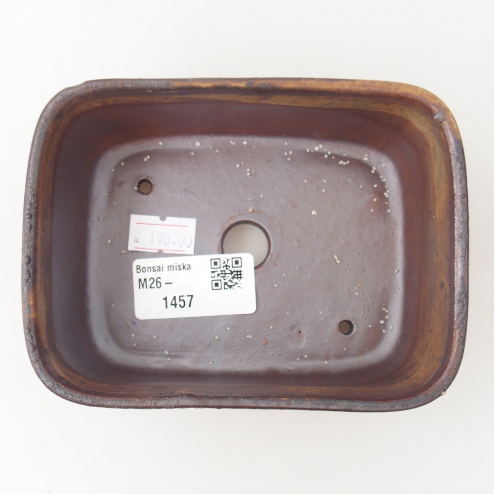 Ceramic bonsai bowl 12,5 x 9,5 x 5 cm, brown