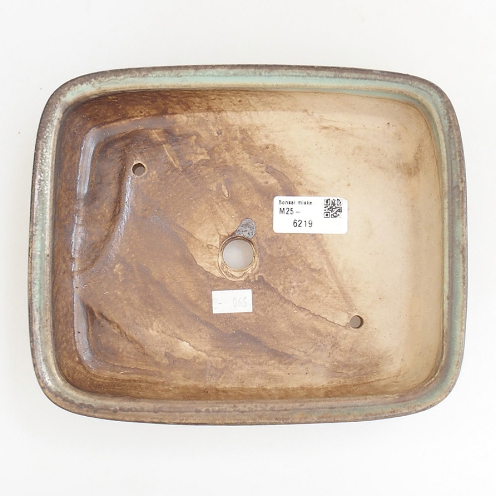 Ceramic bonsai bowl 21,5 x 17,5 x 5,5 cm, brown