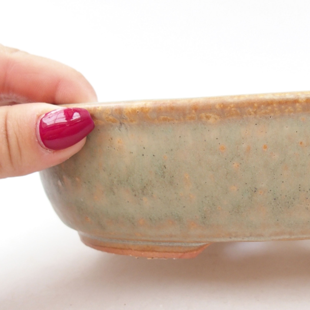 Ceramic bonsai bowl 19 x 15 x 5 cm, color green