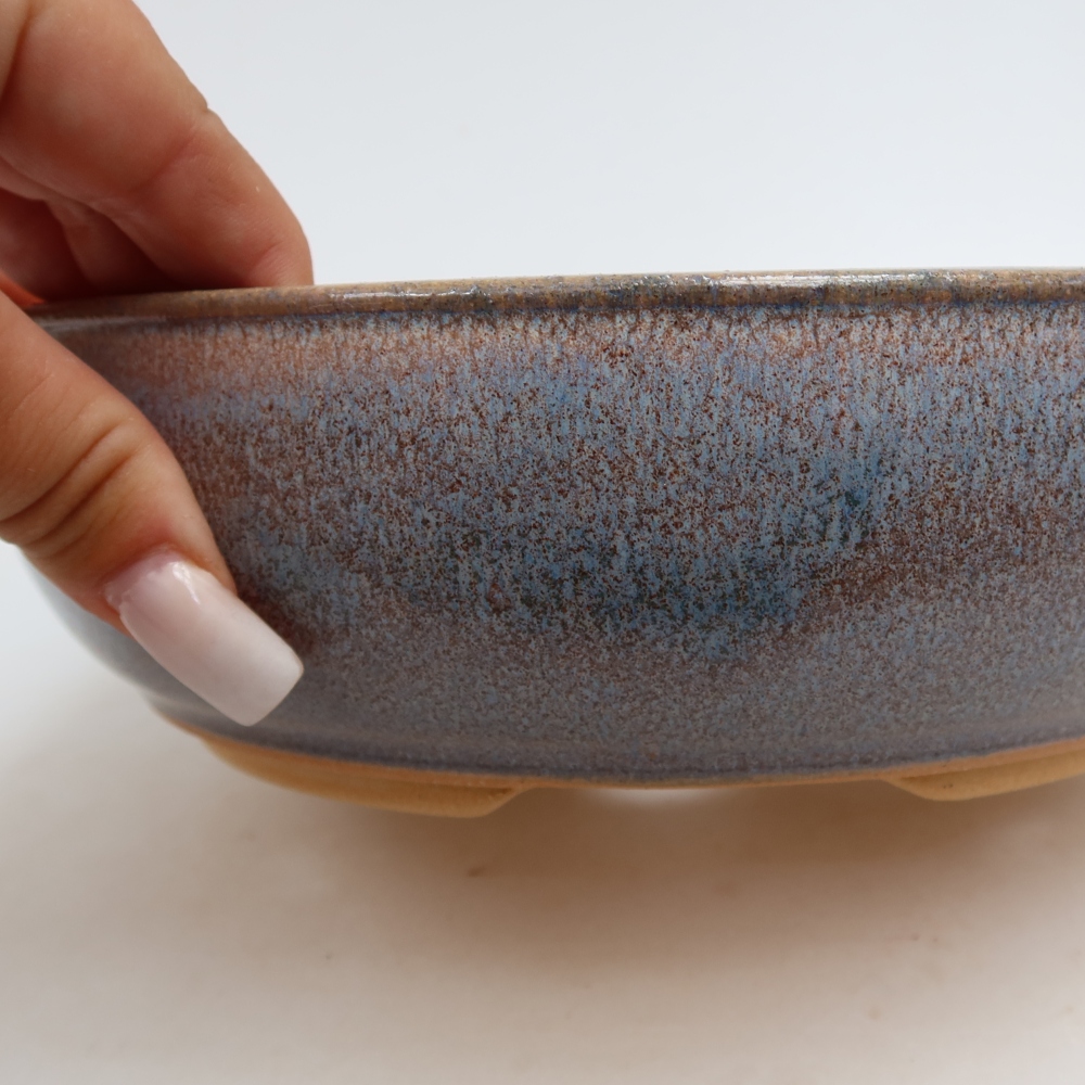 Ceramic bonsai pot, 21.5 x 21.5 x 6.5 cm, blue