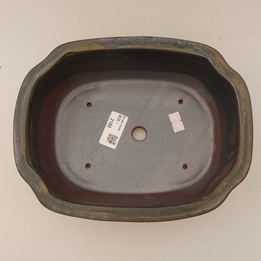 Ceramic bonsai pot, 22.5 x 17.5 x 7.5 cm, brown