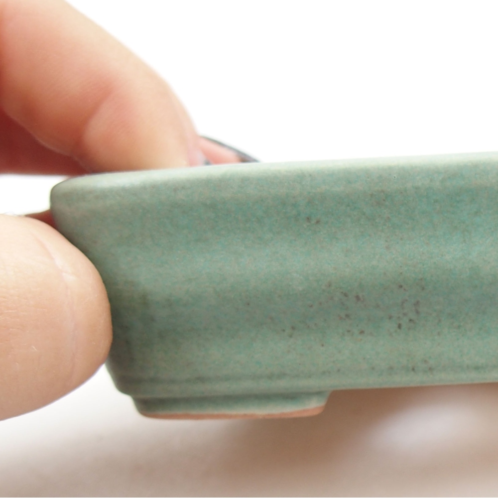 Ceramic bonsai bowl 11 x 8,5 x 3 cm, color green