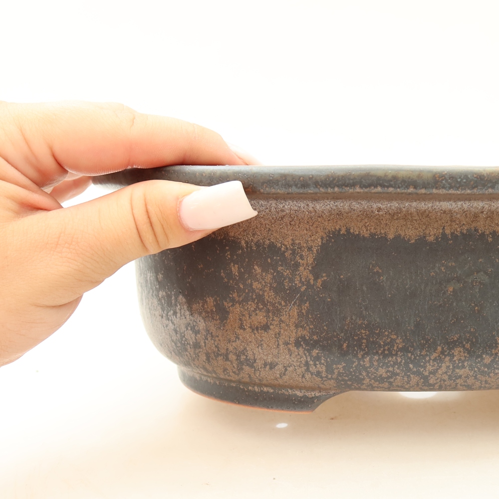 Ceramic bonsai pot, 23 x 19 x 8 cm, brown