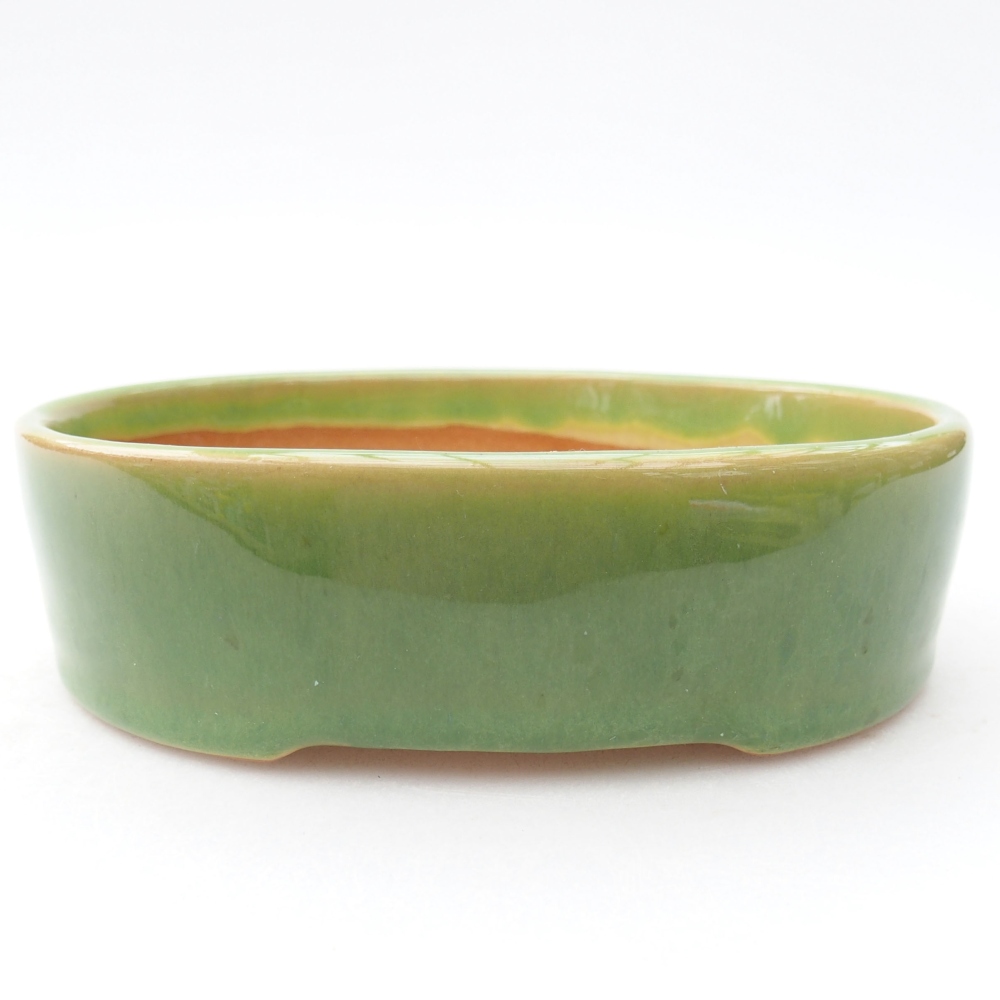 Ceramic bonsai bowl  12,5 x 10 x 3,5 cm, color green