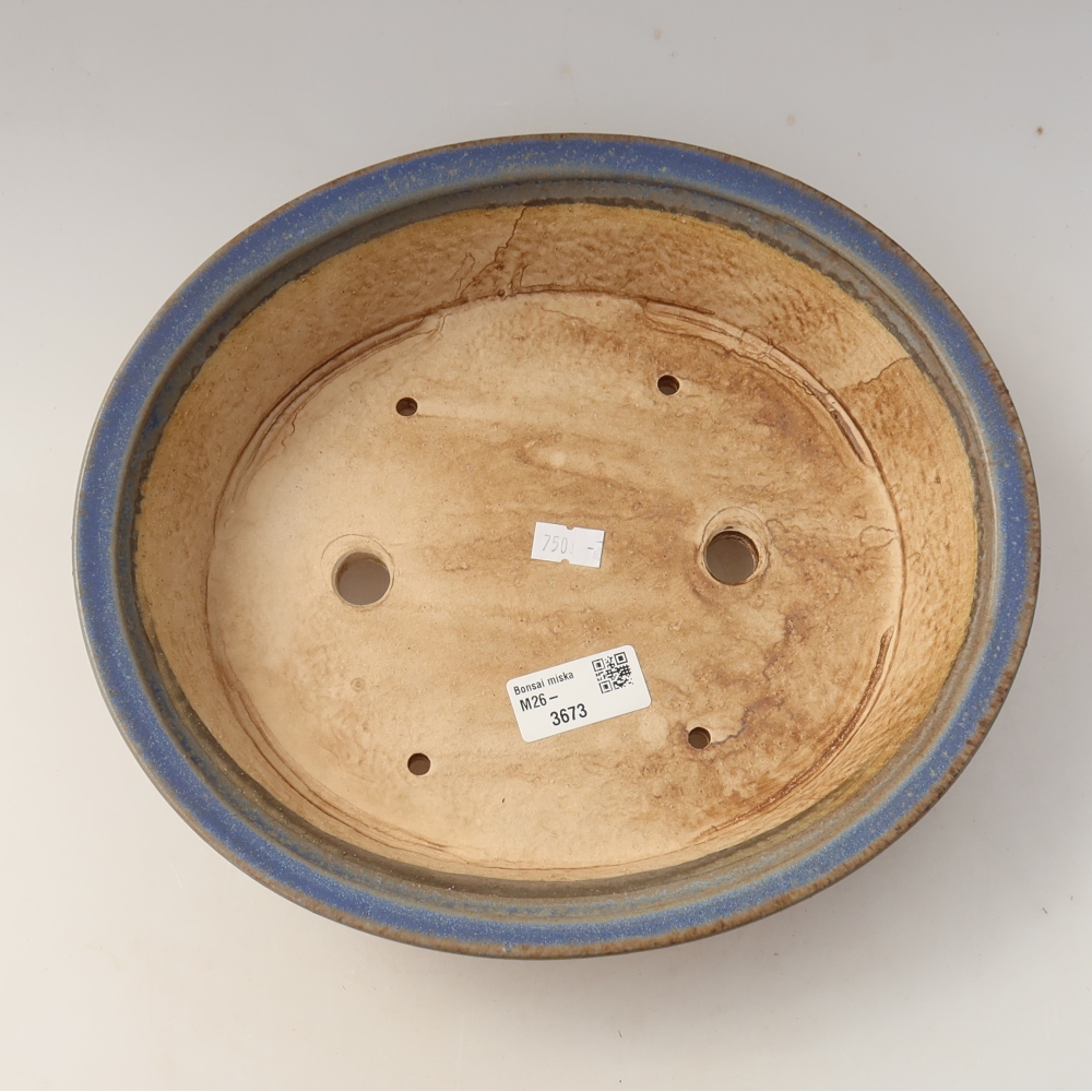 Ceramic bonsai pot, 27 x 24 x 5.5 cm, blue