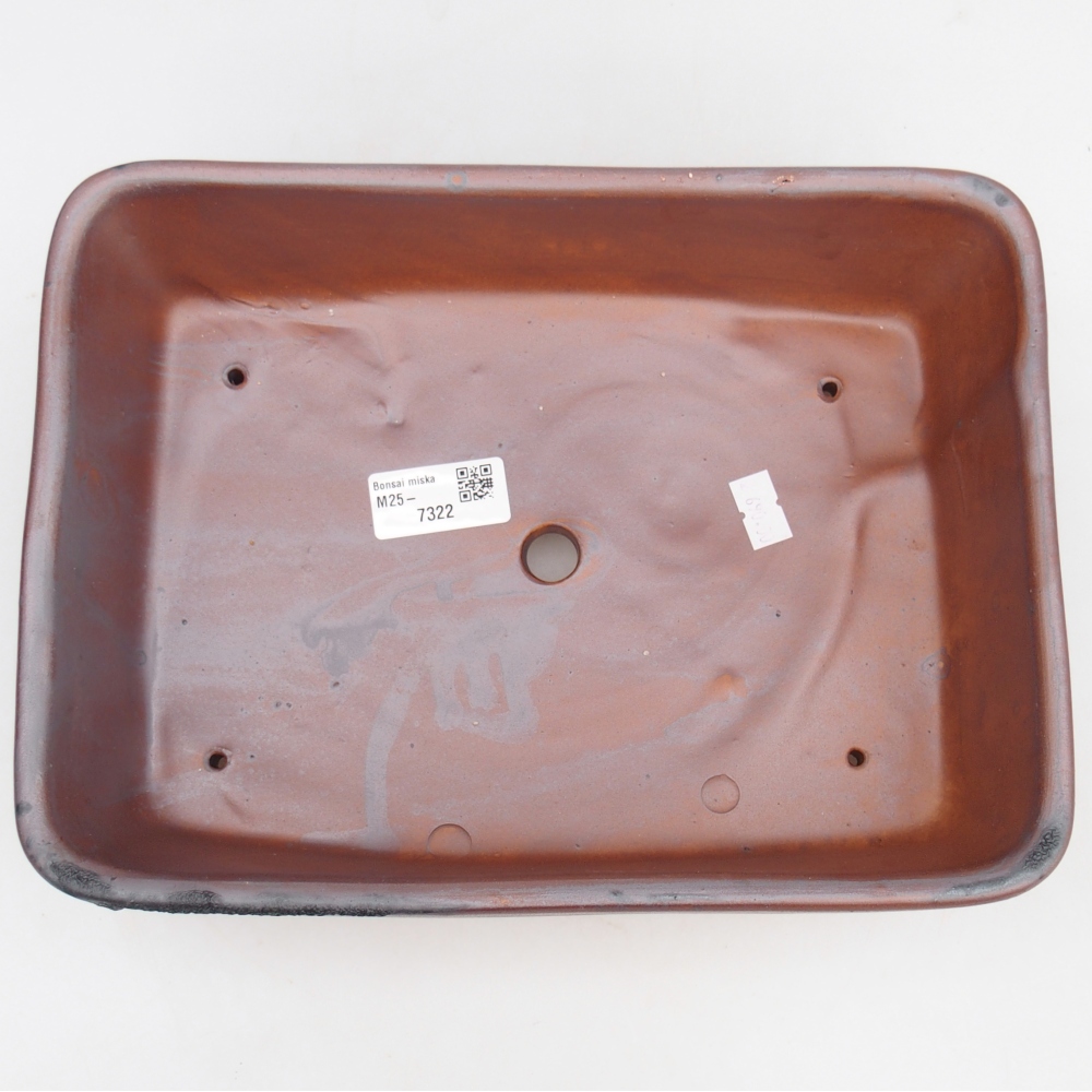 Ceramic bonsai bowl 26,5 x 19,5 x 8 cm, metal colour