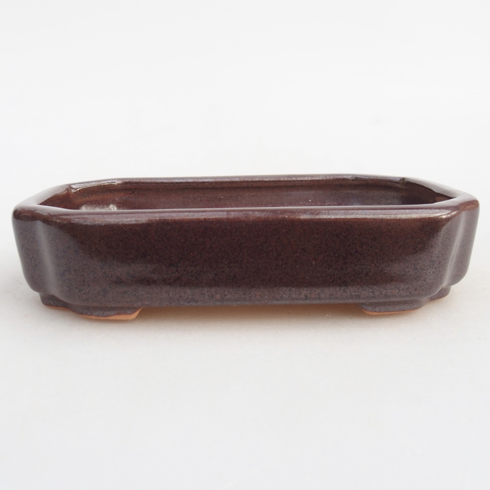 Ceramic bonsai bowl 12,5 x 9 x 3 cm, brown